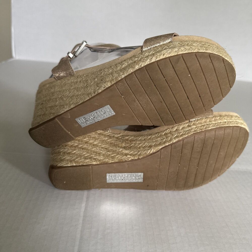 Kenneth Cole Reaction Women's Card Wedge Espadrille Sandals Size 8 Metallic Gold - Picture 7 of 10